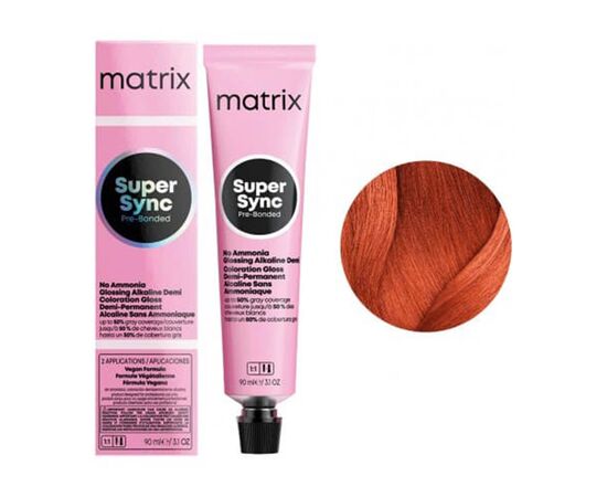 Крем-фарба без аміаку  Matrix Super Sync Pre-Bonded  6RC+, Темний Блондин Червоно-Мідний,  90 мл, Вид: Фарба, Номер краски: 6RC+, фото 