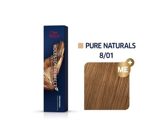 Фарба для волосся Wella Professionals Koleston Perfect ME+ Pure Naturals 8/01, Світлий блонд натуральний попелястий, 60 мл, Номер краски: 8/01, фото 