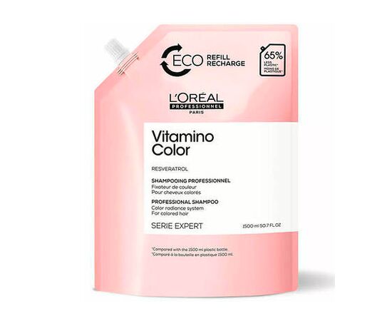 Шампунь L'Oreal Professionnel Serie Expert Vitamino Color Shampoo для захисту кольору фарбованого волосся, рефіл формат 1500 мл, фото 