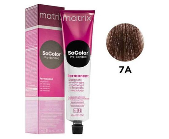 Стійка фарба для волосся Matrix SoColor Pre-Bonded 7A,  Блондин Попелястий, 90 мл, Номер краски: 7A, фото 