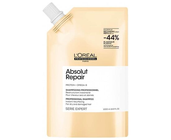 Шампунь для інтенсивного відновлення пошкодженого волосся L'Oreal Professionnel Serie Expert Absolut Repair Gold Quinoa + Protein Shampoo, рефіл формат 1000 мл, фото 