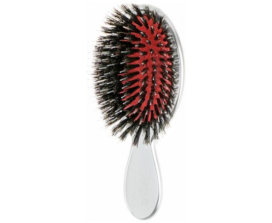 Щітка Janeke Superbrush The Original Italian Desing срібло (щетина кабан/нейлон) маленька, фото 