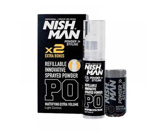 Пудра для укладання волосся Nishman Styling Powder P0, 20 г з розпилювачем + запасний флакон 20 г, фото 