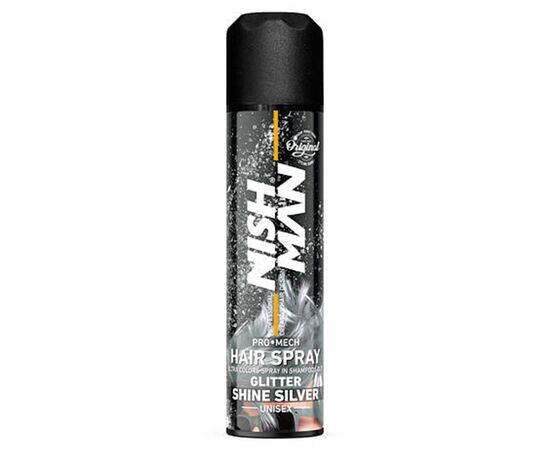 Спрей для волосся фарбуючий Nishman Hair Coloring Spray Silver срібний (з блиском), 150 мл, фото 