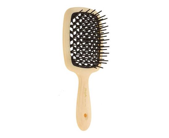 Гребінець Janeke Superbrush The Original Italian Desing пастельно жовта з чорним, фото 