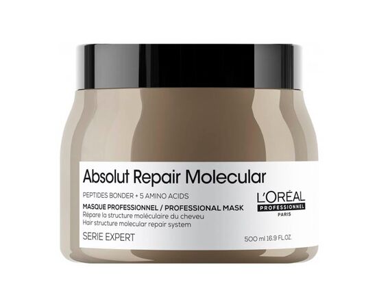 Професійна концентрована змивна маска L`Oreal Professionnel Serie Expert Absolut Repair Molecular для  відновлення структури пошкодженого волосся,500 мл, фото 