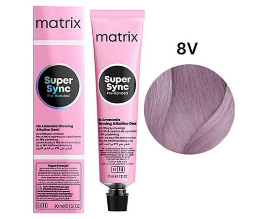 Крем-фарба без аміаку Matrix SoColor Sync Pre-Bonded 8V, Світлий Блонд Фіолетовий, 90мл, Вид: Фарба, Номер краски: 8V, фото 