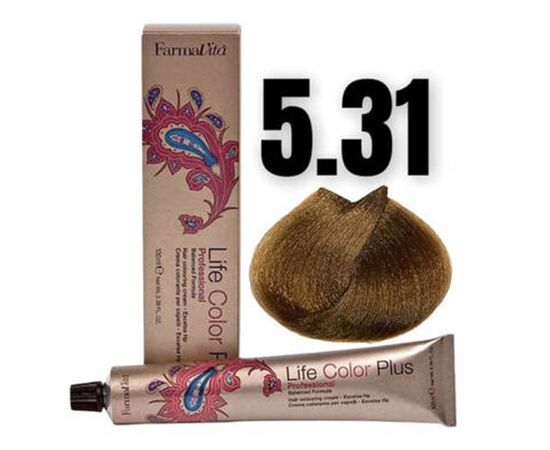 Стійка крем-фарба FarmaVita Life Color Plus 5.31, Світло-каштановий золотисто-попелястий, 100 мл, Номер краски: 5.31, фото 